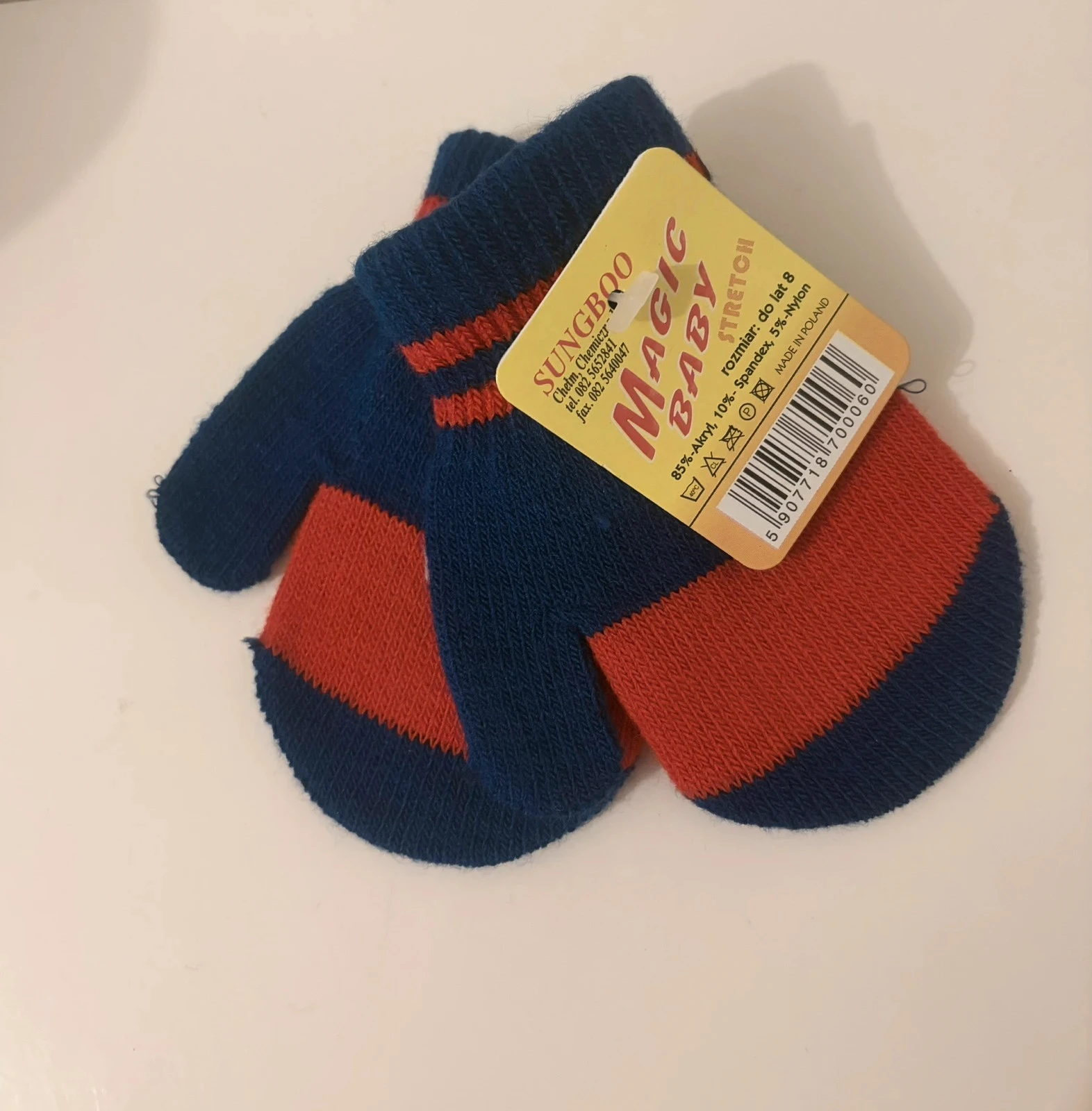 Uitbreidbare Magic Baby-wanten marineblauw met rode strepen - Met veiligheidskoord tegen verlies – photo 2